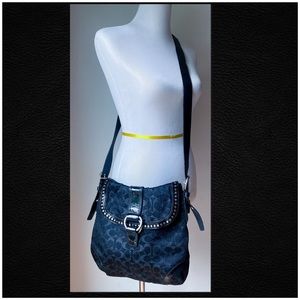 EUC Coach Studded Lurex Flap Duffle Shoulder bag